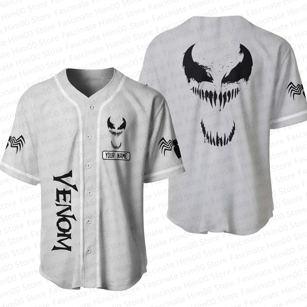 Marvel Venom cool Tshirt Mens summer short-sleeved sports baseball uniform T shirt Pig Man Venom childrens baseball T shirt set