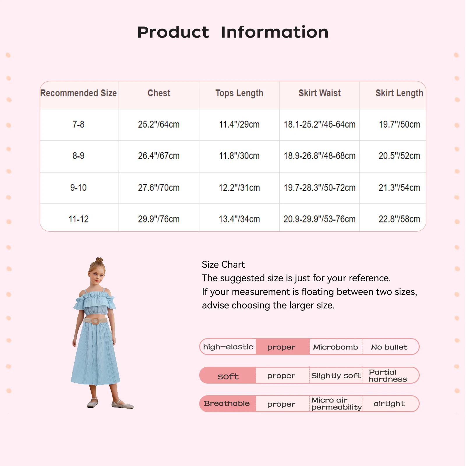 Kid Girls Cute Princess Clothes Set Off-Shoulder Ruffle Camisole Crop Top with Skirt and Belt for Birthday Party Wedding Holiday