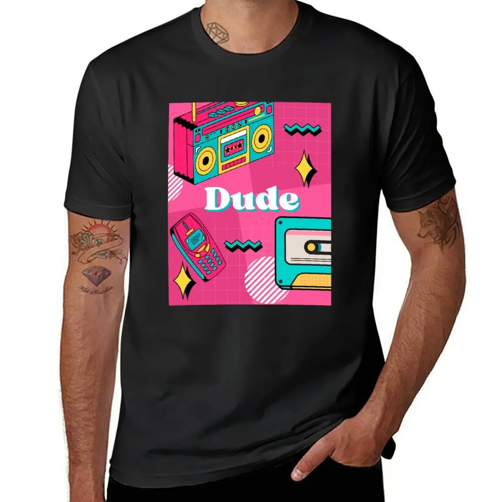 

80's 90's Dude Graphic T-Shirt custom t shirt summer tops plain black t shirts men