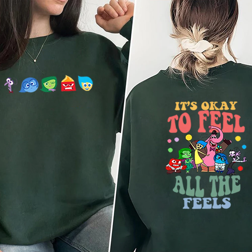 Inside Out It\'s Okay To Feel All The Feels Sweatshirt Funny Mental Health Shirt Inclusion Hoodie Cute Speech Therapy Sweatshirts