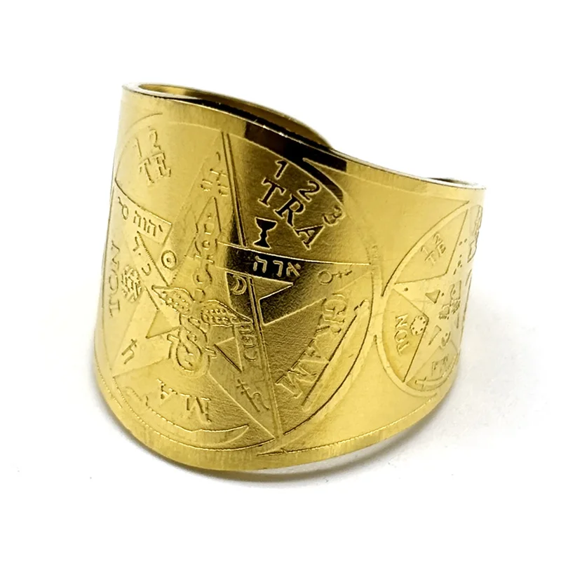 Jewish Tetragrammaton Pentagram Amulet Pentacle Ring for Women Men Stainless Steel Gold Silver Color Solomon Rings Jewelry