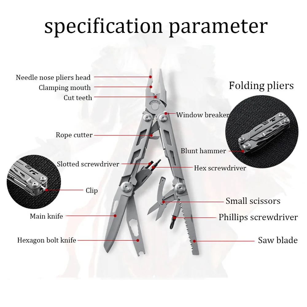 420 Steel Tools Outdoor Survival Multitool Multifunctional Folding Knife Pliers Professional Manual Hand Tools Wire Stripper