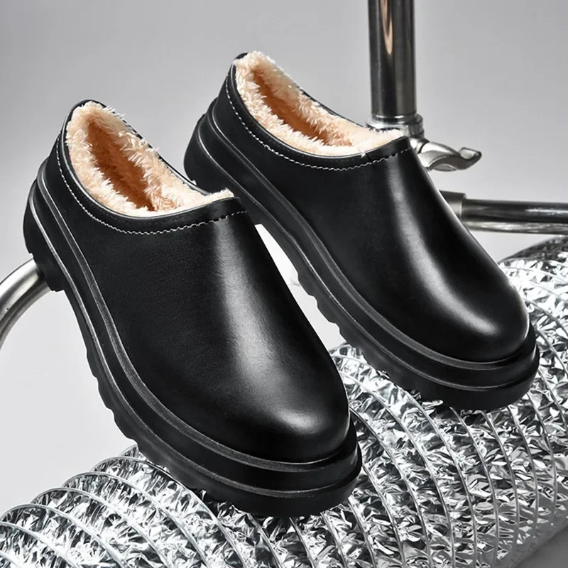 Indoor Outdoor House Shoes Plus Sizs Men's Winter Warm Cotton Slippers Non-Slip Waterproof Comfortable 39-46 Sleepers Men