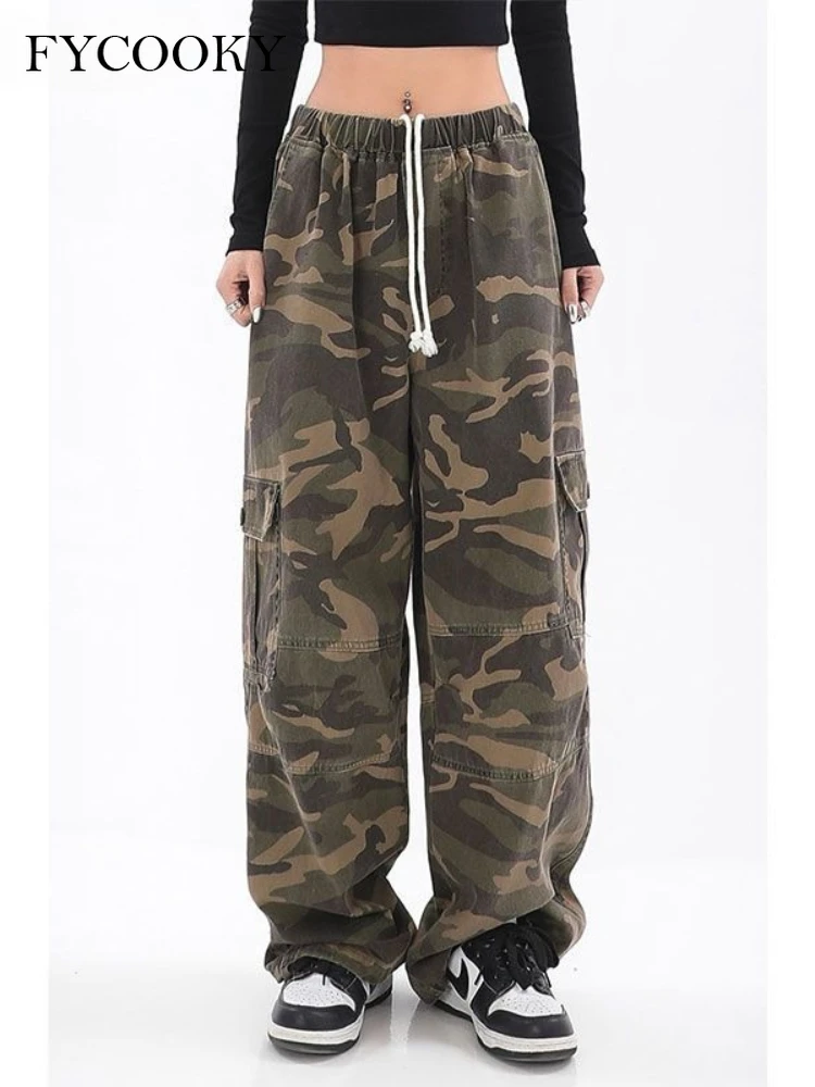 

New 2025 American Vintage Camouflage Pants Woman High Street Cargo Pants Woman