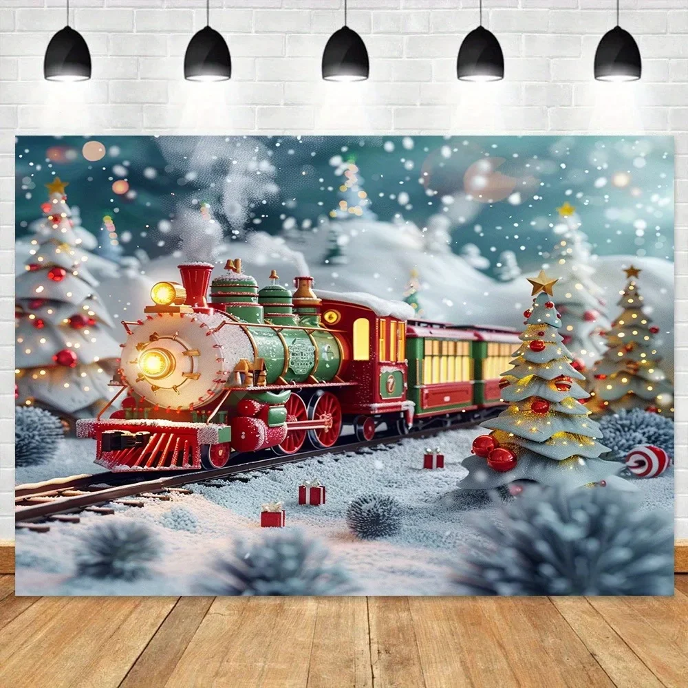 Christmas Day party decoration background cloth Christmas red candy train tapestry suitable for outdoor home decoration