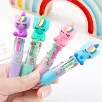 4Pcs/Lot Kawaii Cartoon Unicorn 4 Color Mini Ballpoint Pen Multicolor Writing Pens Kids Cute Stationery School Office Supplies