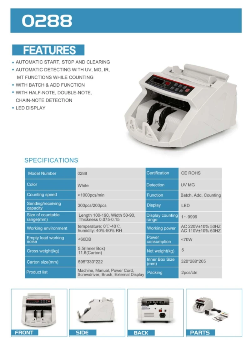 Australian Money/Bill Notes Counter Auto Counting Machine FAKE NOTE DETECTOR