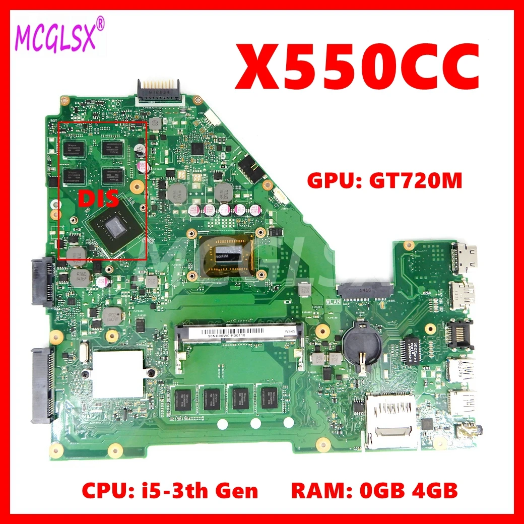 Imagem -02 - Placa-mãe Portátil para Asus Mainboard Cpu 4gb de Ram X550ca Y581c X550c X550vb X552c R510cc X550cc F550cc 1007 i3 I53th Gen