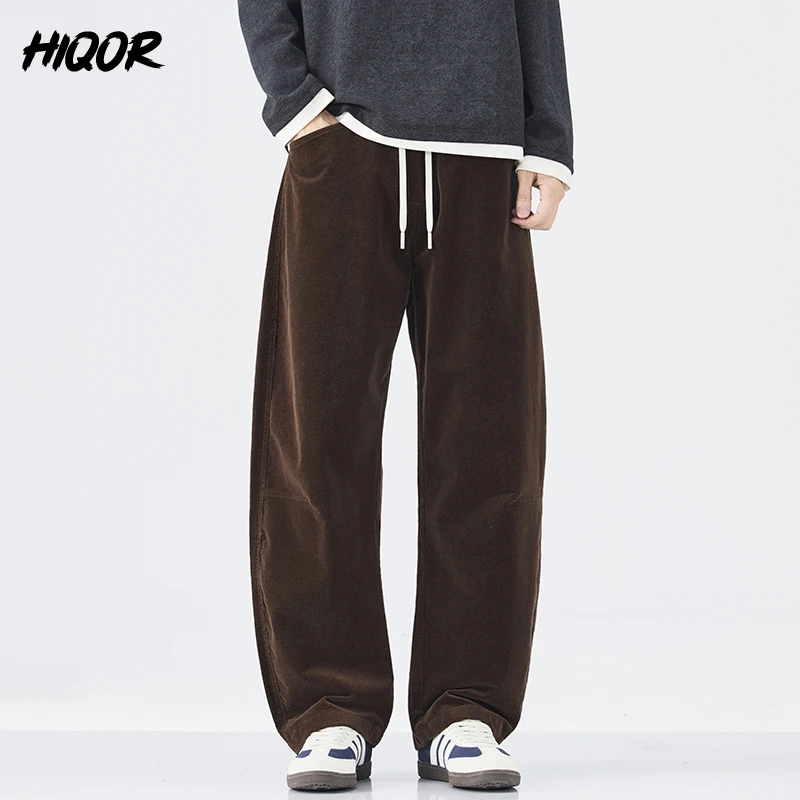 

Loose Autumn Corduroy Pants for Men Fashion Korean Straight Casual Sweatpants Drawstring Comfortable Wide-leg Trousers Male