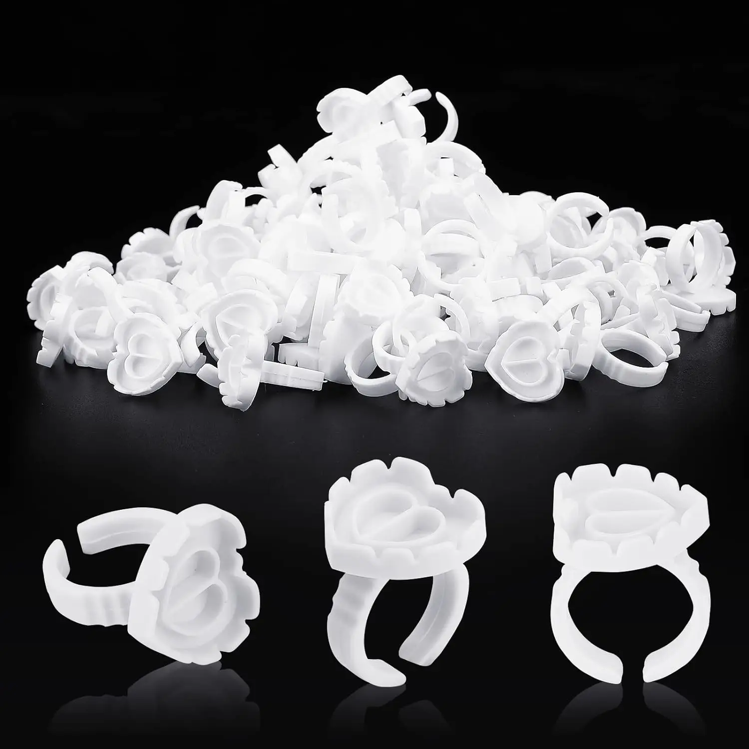 100PCS Einweg herzförmigen Kunststoff Kleber Ring Tasse Wimpern Verlängerung Tattoo Pigment Halter Palette Lash Make-Up Liefert Werkzeuge