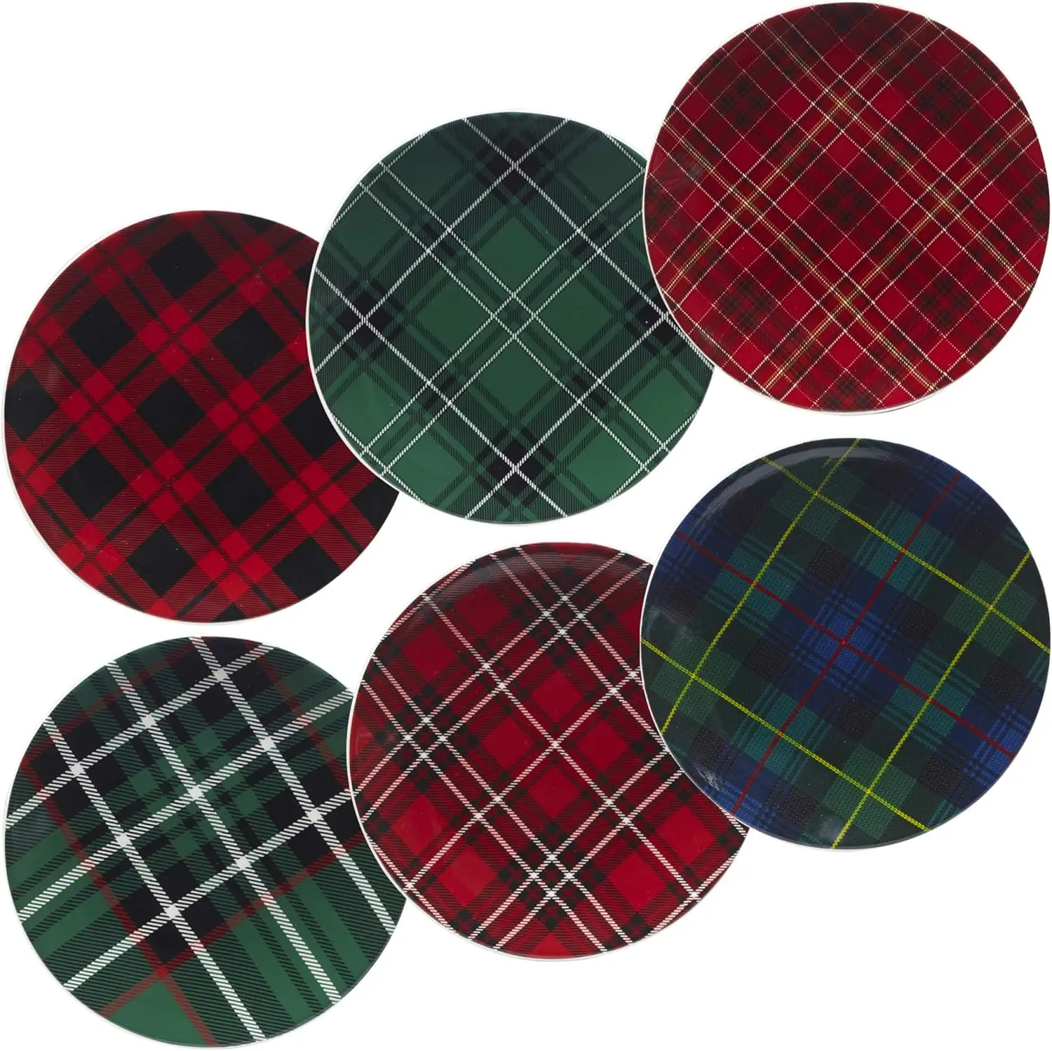 

Christmas Plaid 8.25" Salad/Dessert Plate, Set of 6 Assorted Designs