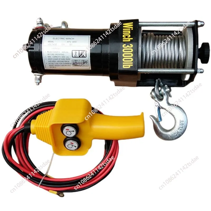 Electric winch 12V truck 24V small crane winch tractor winch hoist electric hoist 3000 pounds
