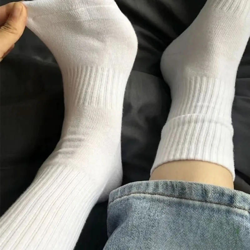 

1/5 пар унисекс носков из чистого хлопка, черно-белые однотонные дизайнерские мягкие дышащие спортивные носки на открытом воздухе, деловые носки до щиколотки для мужчин и женщин