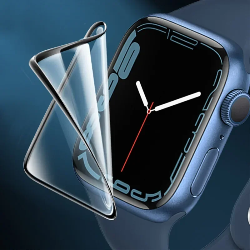 Weiches Glas für Apple Watch Displayschutzfolie 44 mm 45 mm 41 mm 38 mm 42 40 mm 9D HD Vollfilm iWatch Serie 6 5 3 8 7 9 se Zubehör