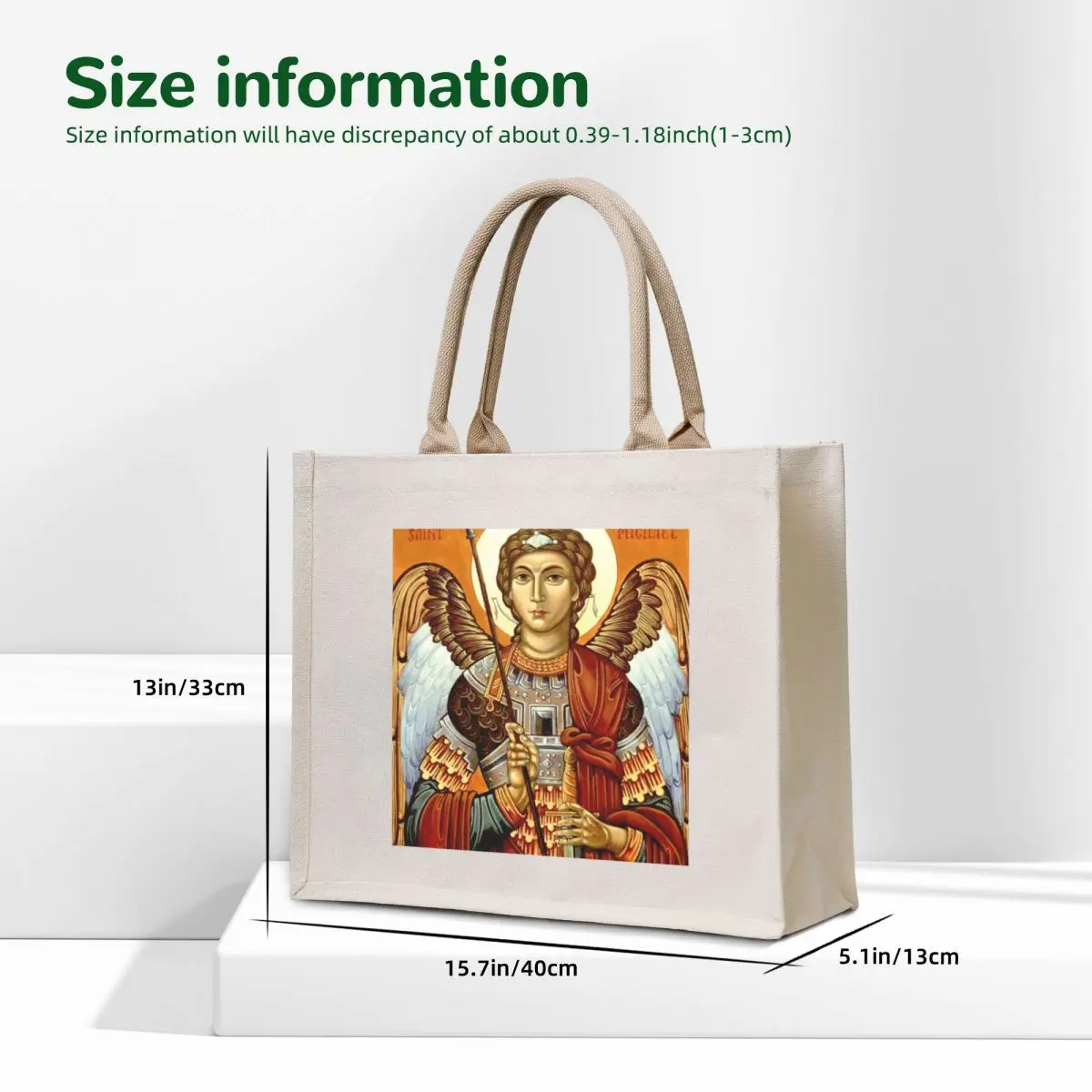 Icon of the Archangel St Michael, Protector of the home, by Olga Bileski Tote Bag tote bag woman female bag ecological bags