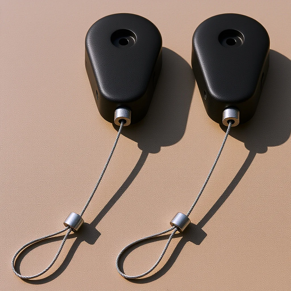 

2 pcs Anti-theft Pull Box Cable Case Lock Safety Steel Wire Black Electronic Product Retractable Telescopic Cable Holder