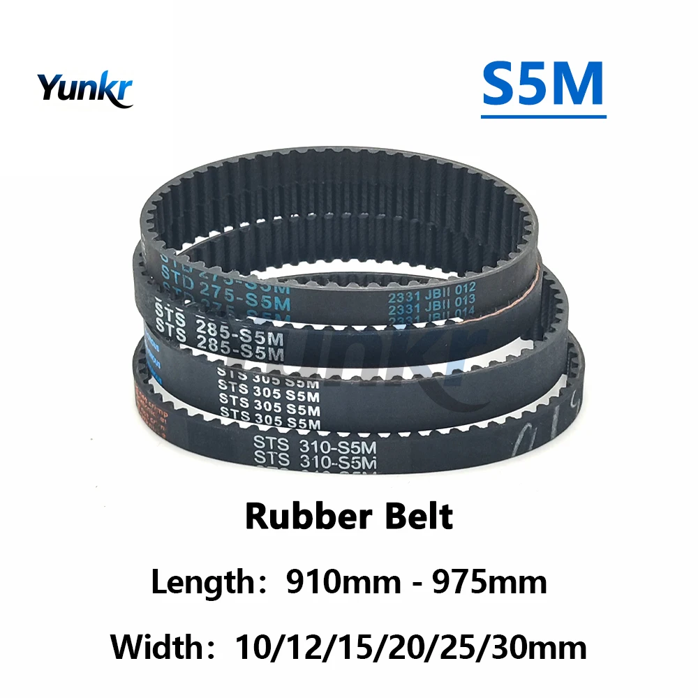 S5M Rubber Closed Loop Timing Belt Length 910 915 920 925 930 935 940 945 950 955 960 965 970 975mm Width 10-30mm S5M Drive Belt