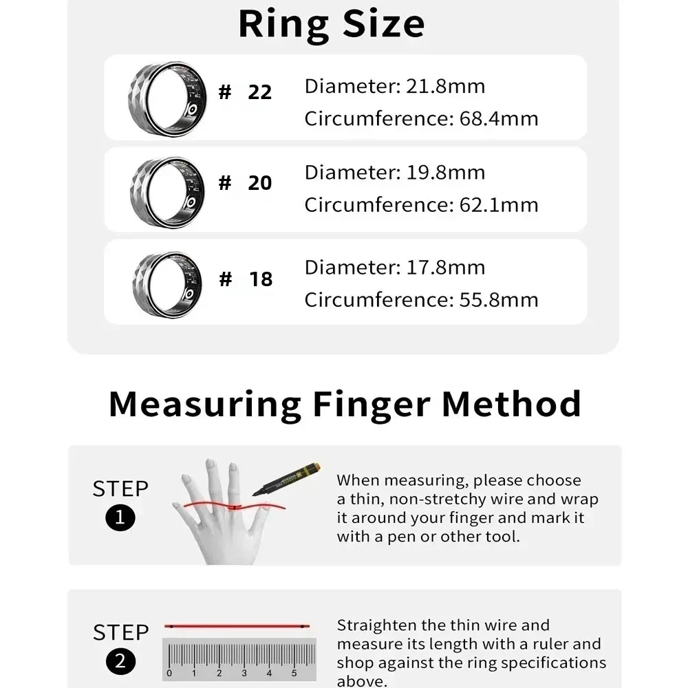 2025Smart Ring Men Women Heart Rate Blood Oxygen Sleep Health Monitor Sport Activity Fitness Calorie Counting Tracker Rings IP68