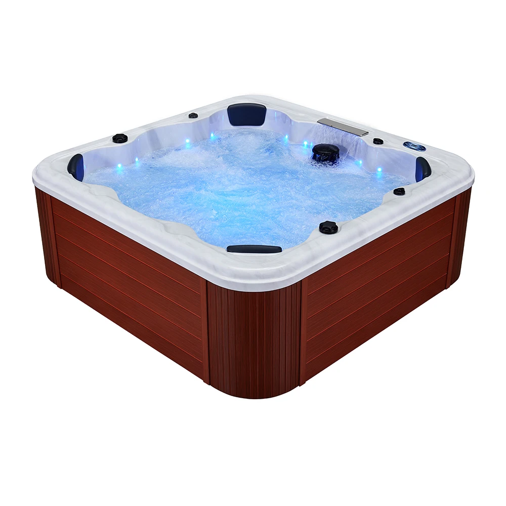 Modern 5-seat Outdoor Spa Bath, Ergonomic Design Recumbable Enclosure Cabinet LED Ambient Light 10 Nozzles, Spa Bath, Hotel And