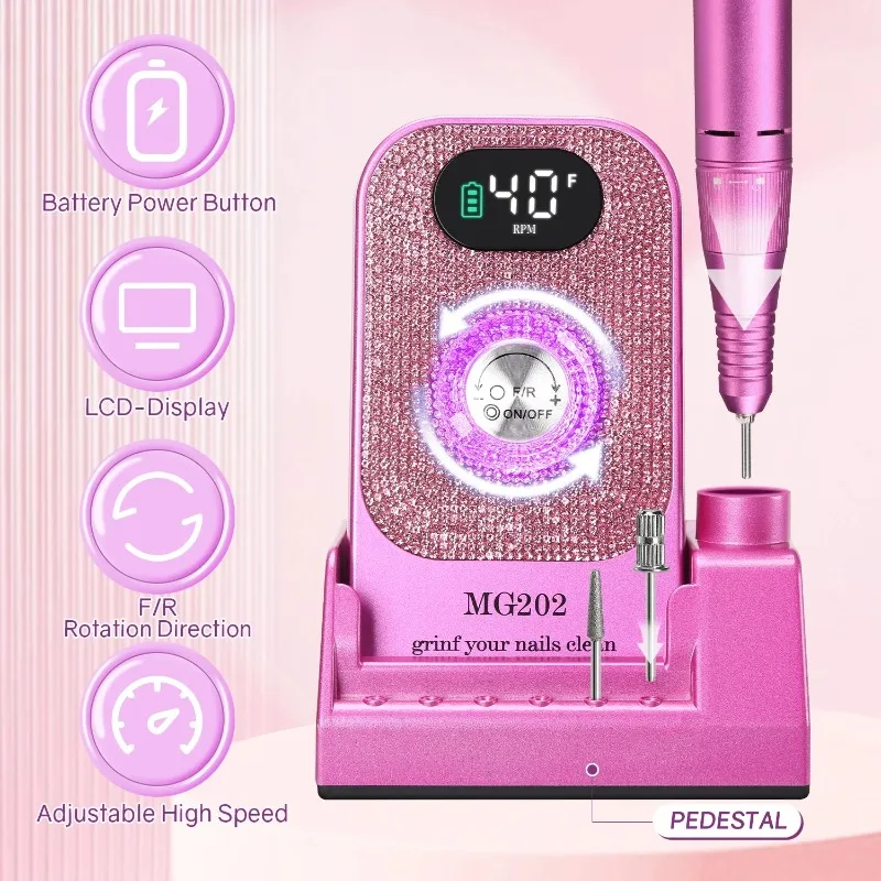 

（Big disount）40000RPM Nail Drill Machine Professional Drill for Nail Electric Nail Sander with Diamond Portable Gel Polisher Man