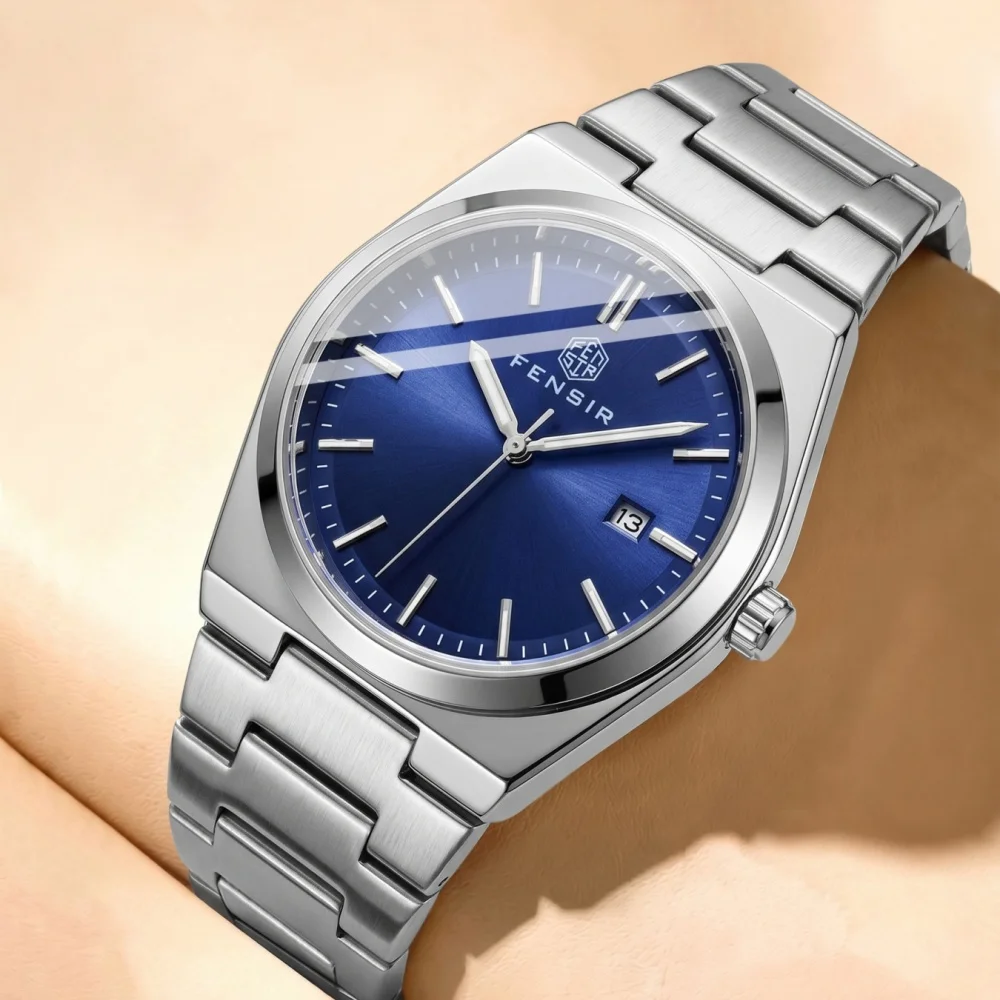 

Light Luxury Men's Watch, Round Quartz Watch, Men's Light Luxury Stainless Steel Strap, Waterproof Calendar Men's Watch, Popular Trendy Wristwatch, Business Casual Genuine Brand Watch