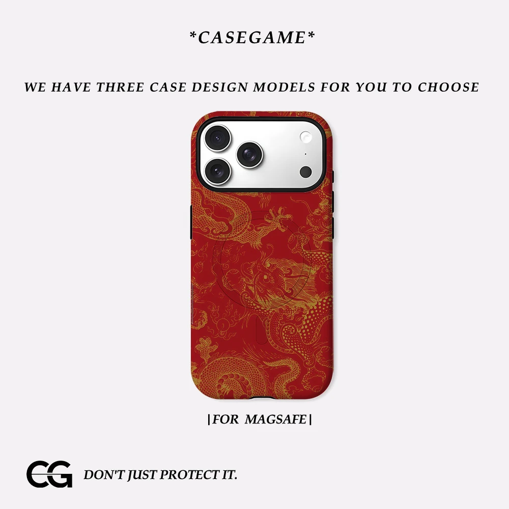 Golden Dragons on Red IPhone 17 Must for Magnetische Handyhülle für IPhone 17 16 15 14 Pro Max Plus Einzelne doppellagige Hülle