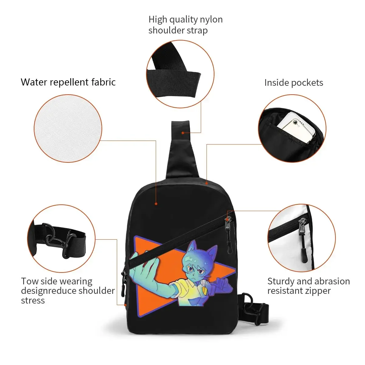 ニコール・ガムボール・ワッターソンチェストバッグメンズスリングクロスボディバックパックチェストバッグ旅行ハイキングデイパックショルダーバッグ