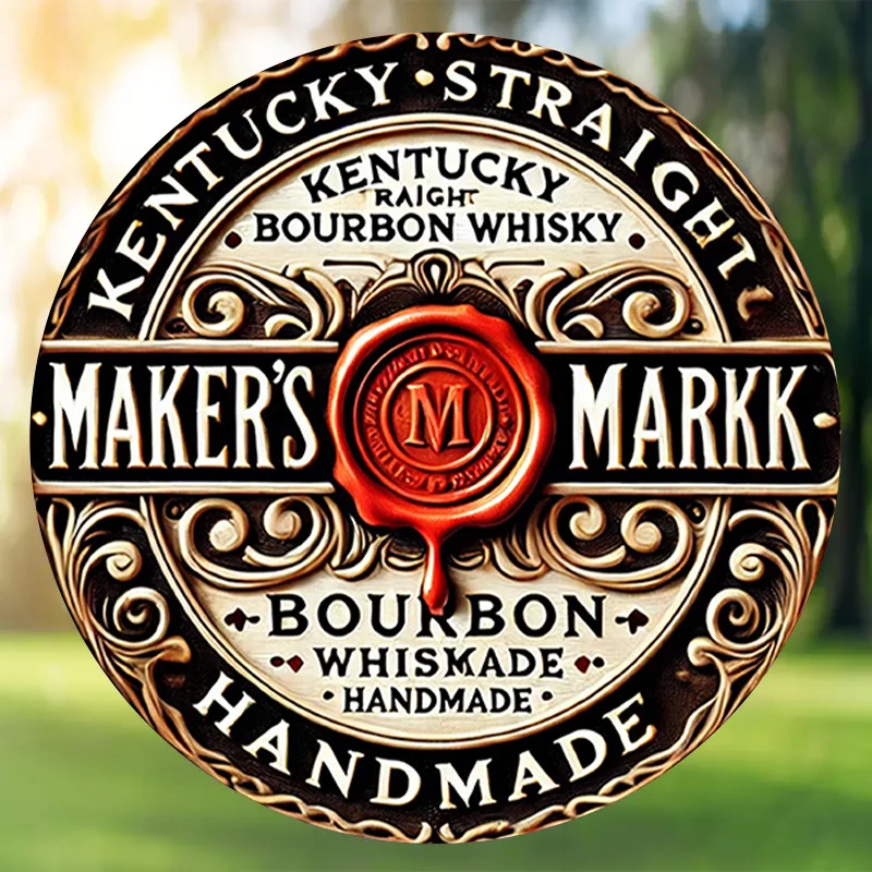 Maker'S Mark Vintage Bourbon Whisky temático, arte de pared sin marco de hierro, decoración interior del hogar, ideal para bar, cafetería, club, dormitorio, regalo