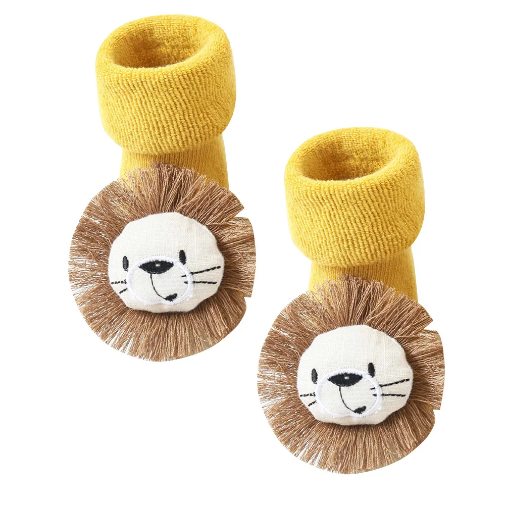 

1Pair Non-Slip Baby Floor Socks Winter Newborn Thicken Durable Cartoon Design for Kids Toddler M 1-3 Years Old Yellow