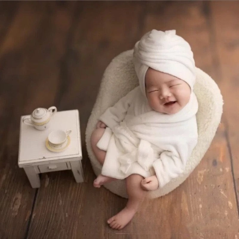 Newborn Baby Photography Bathrobe Outfit Photo Shoot Prop Infant Swaddle Wrap Studio Portrait Garment