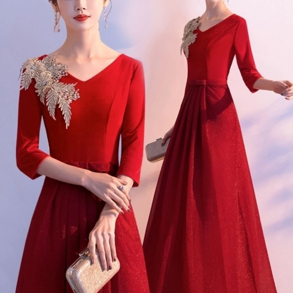 Ele Long Slimming Adult Women's Chorus Performance Dr 2025 Royal Stage Costume Chinese Traditional Ethnic Fem Gown