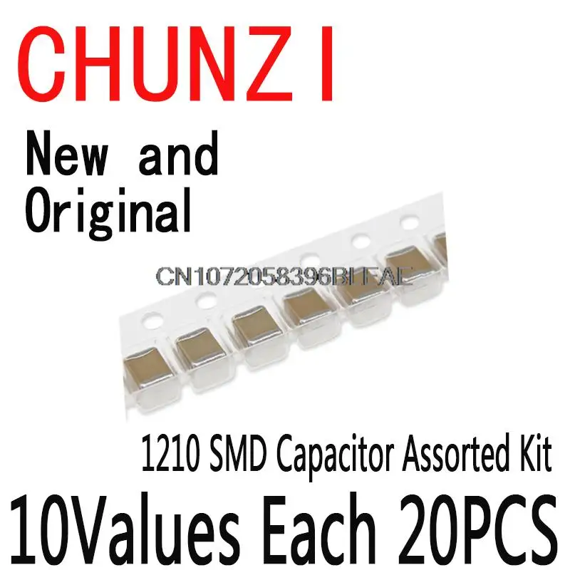 10 قيم * 20 قطعة = 200 قطعة مجموعة متنوعة من مكثف SMD ، مجموعة عينات إلكترونية يمكنك صنعها بنفسك عدة 1210 100nF ~ 100 فائق التوهج #2
