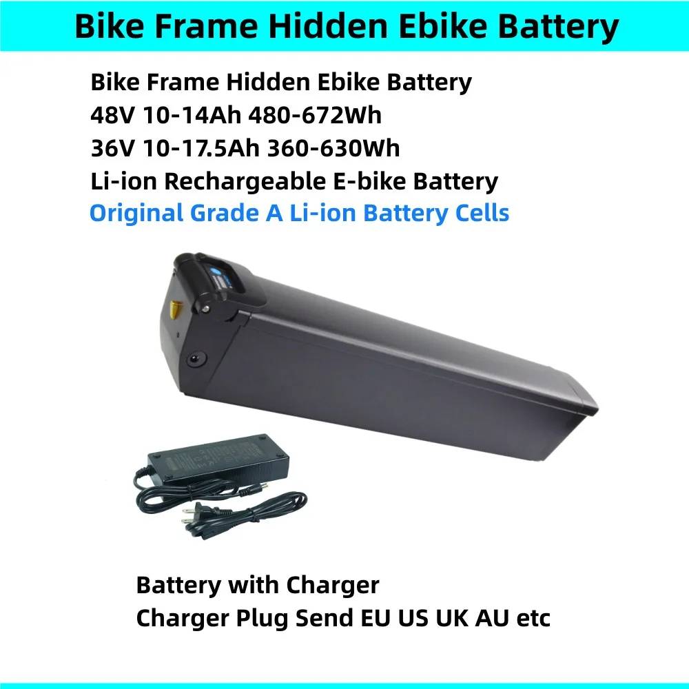 

Bike Frame Hidden E-bike Battery 48v 10Ah 10.4Ah 12Ah 12.8Ah 14Ah 36V 13Ah 15Ah 17.5Ah Compatible for Velec R48 Ebike Battery