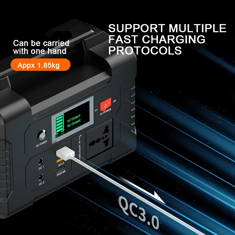 

unique 220V Emergency Rechargeable Power Supply Kit Outdoor Charging 200w Portable Power Station for Laptop Camera Pc Cook