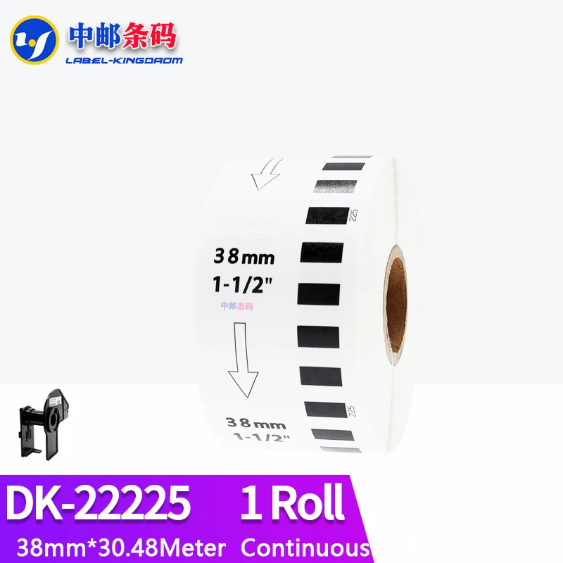 1Roll Generic DK-22225 Label 38mm*30.48M Continuous Compatible for Brother Label Printer White Color DK-2225 DK22225