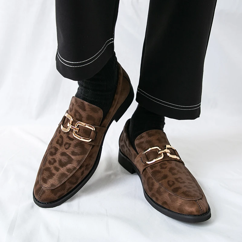 Men Loafers Shoes Suede Color Low Heel Trendy Business Men Shoes