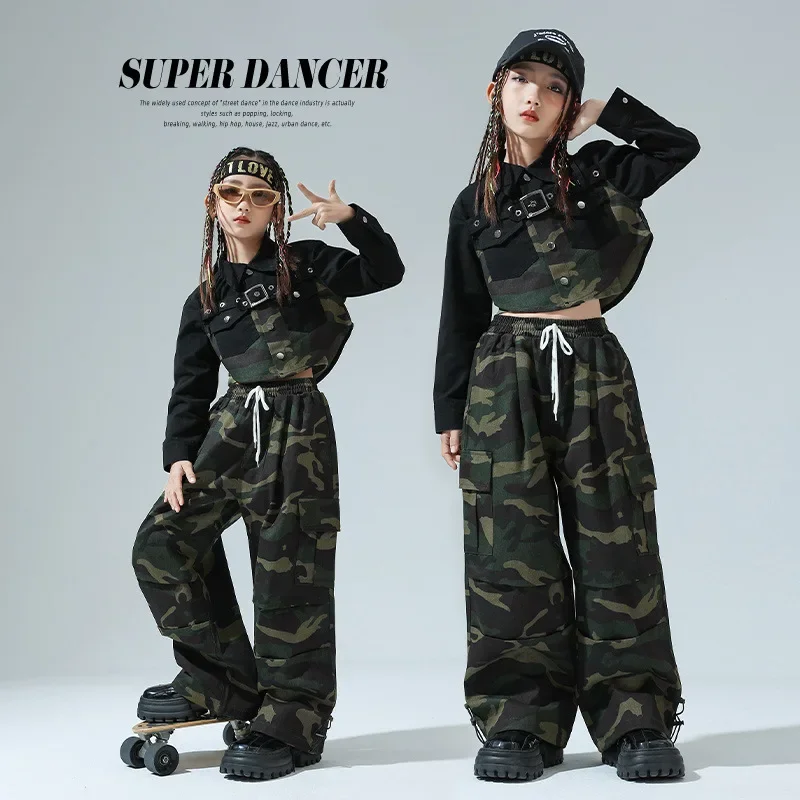 

New Stage Girls' Fashionable Outfit Jazz Dance Performance Suit Kids Hip-hop Fashion Costume Cool Children's Runway Wear