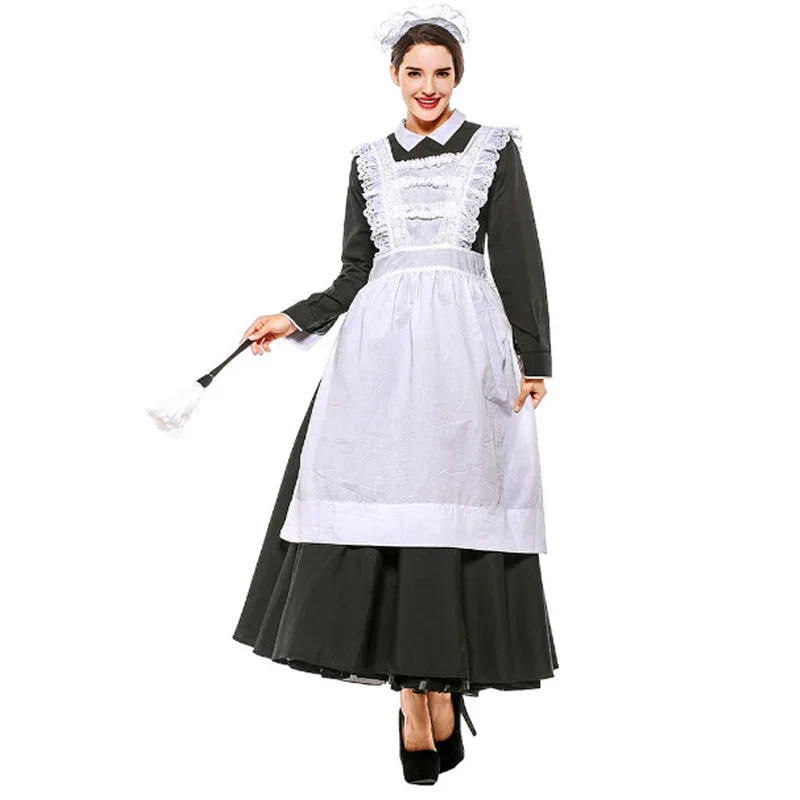 Black/White Plus Size French Maid Costume Uniform Sexy Costumes Women Halloween Carnaval Cosplay Lolita Fancy Dress For Adults