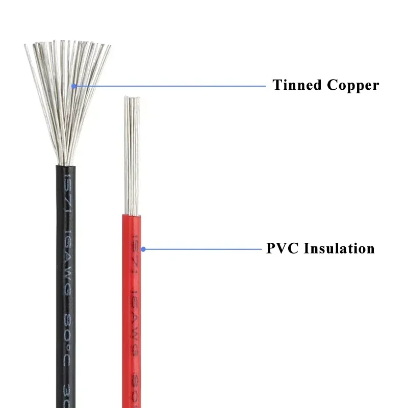 10~50m UL1571 Electronic Copper Wire 32 30 28 26 24 22 20 18 16AWG Environmental PVC Insulated Tinned plated DIY Line LED Cable