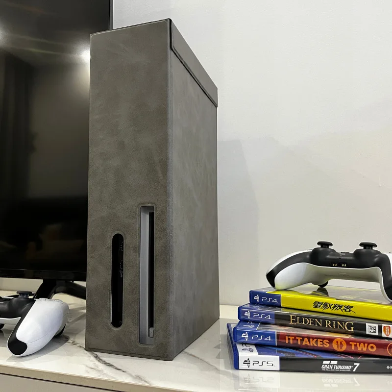 PS5 وحدة التحكم النحيفة PU حامي الغبار المغناطيسي الغبار واقية المضيف مقاومة للخدش حامي غطاء الجلد ألعاب الملحقات