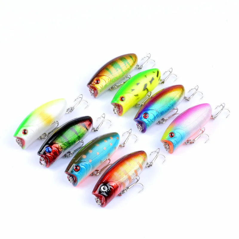 6cm/10.4g 8 Colors Crankbait Fishing Lures Artificial Hard Bait Fishing Tackle for Bass Trout Salmon Fake Fish Baits Popper Lure