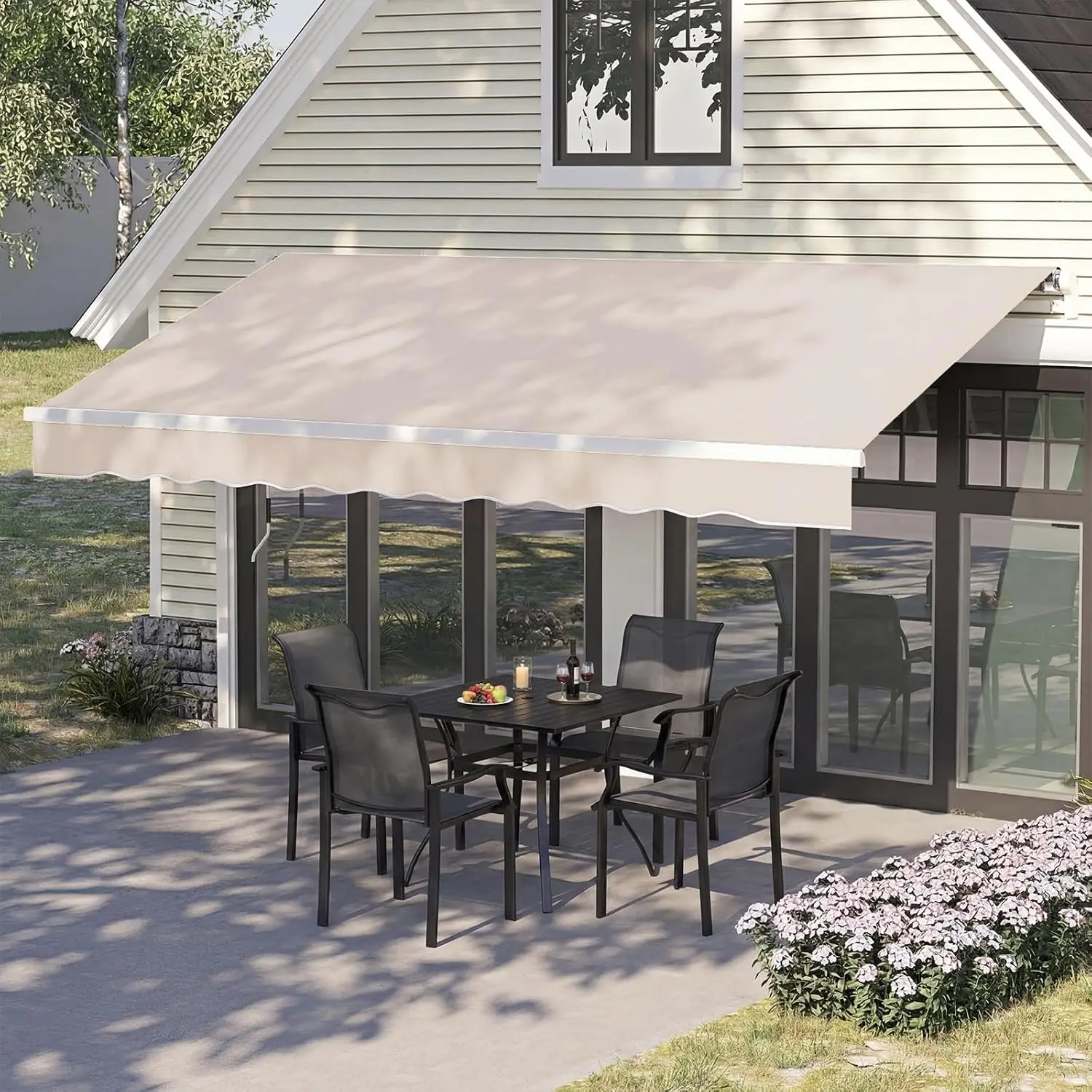 13.1'×8.2' Patio Awning Retractable Awnings, Sun Shade Shelter with Manual Crank Handle, Outdoor Waterproof, Customized