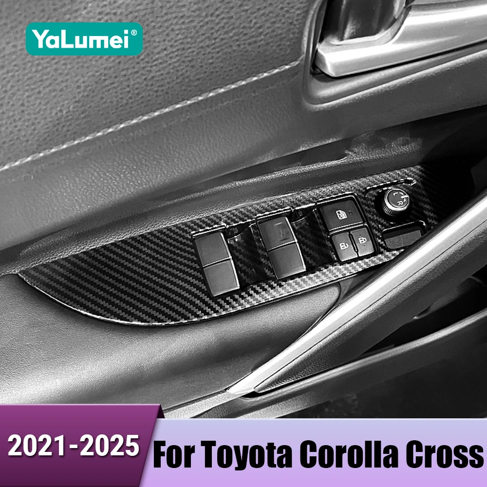 ABS Auto Fenster Glas Heber Schalter Abdeckung Trim Aufkleber Für Toyota Corolla Kreuz XG10 2021 2022 2023 2024 2025 Hybrid zubehör