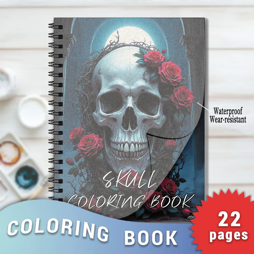 Skull Coloring Book for Adults 8.3x11.2 inches Stress Relieving Creative Art 22 Pages