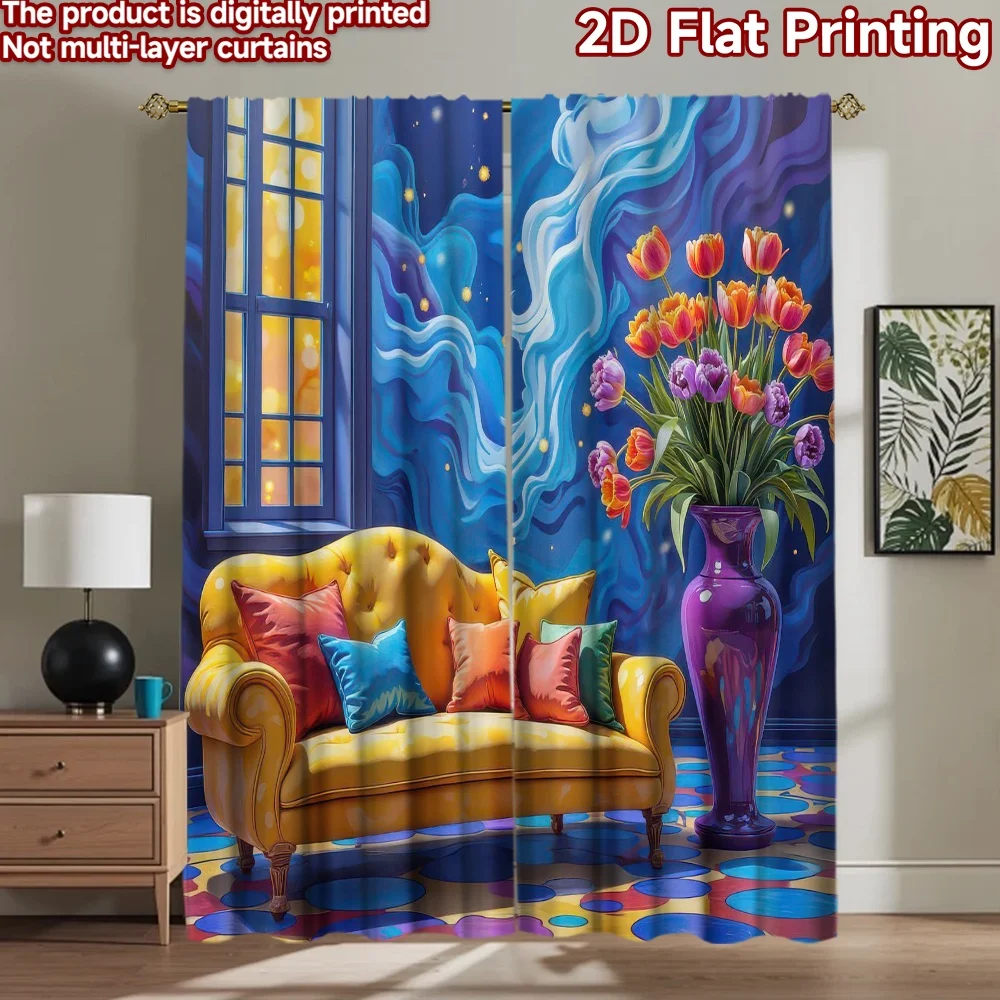 

1pc 2D flat Photography Backdrop Photography Backdrop Colorful Room 100% Polyester Festive Backdrops for Indoor celebration