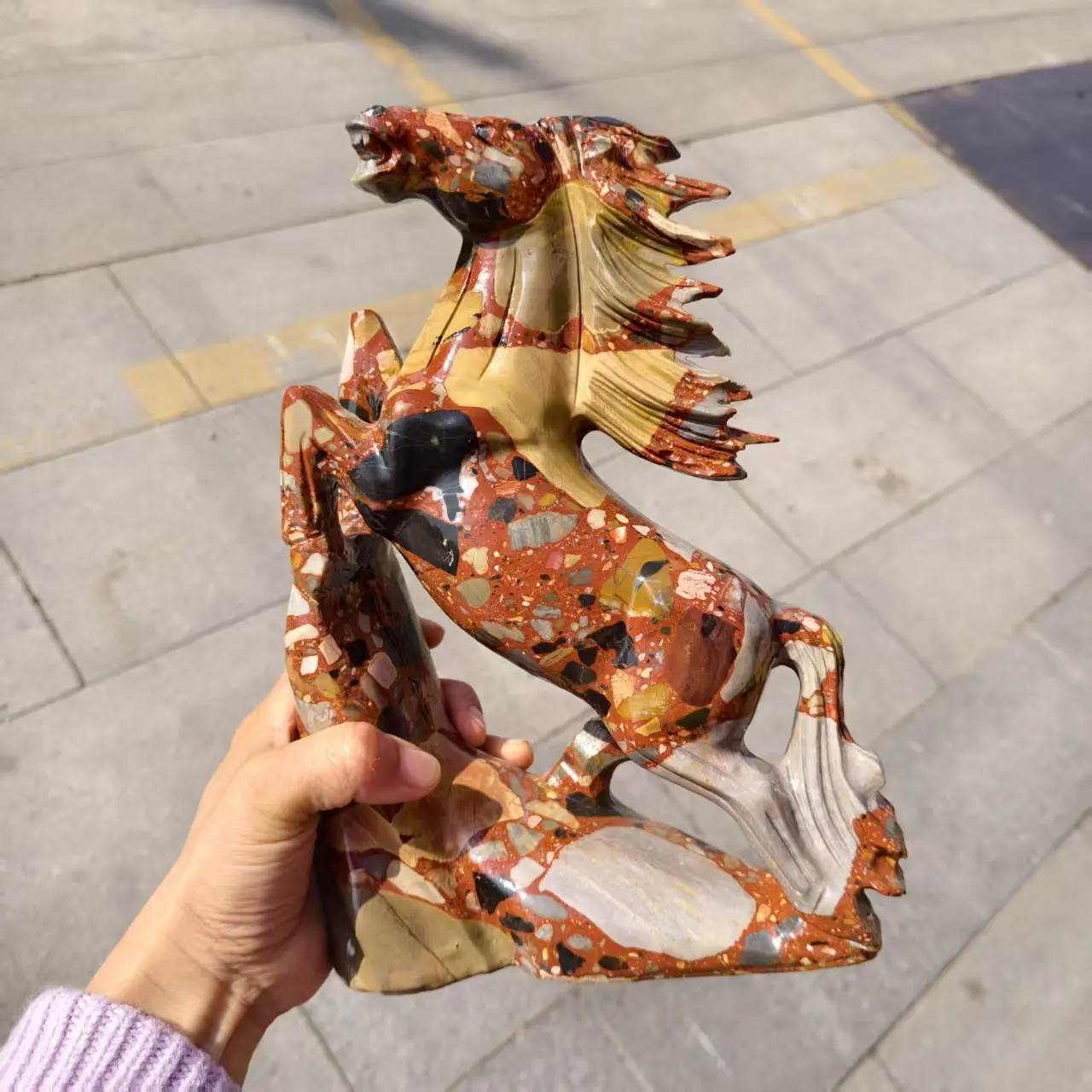 25-28cm Natural Longken Jade, Pegasus, Polished Quartz Crystal Stone Horse, Mineral Healing