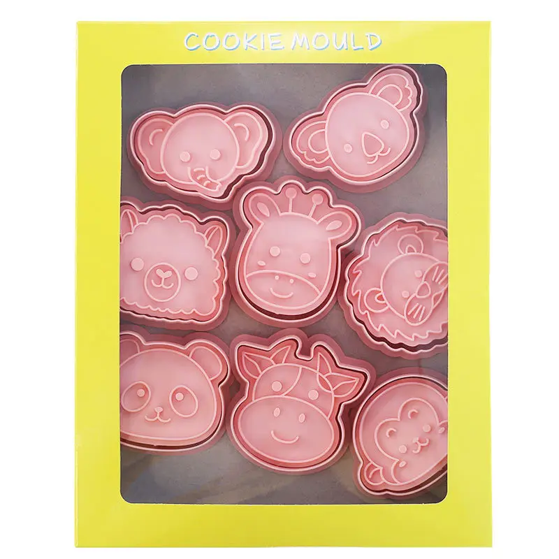 8Pcs/Set Animal Series Cookie Stamp Mold Giraffe Lion Panda Elephant Cow Monkey Koala Shape Biscuit Mold Baking Decoraor