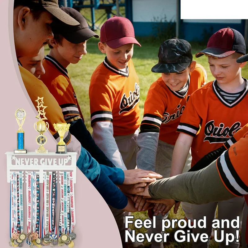 

1 Piece Medal Hanger Display With Shelf Easy Install White Metal Award Rack Trophy Shelf For Walls Holds Sports Medals
