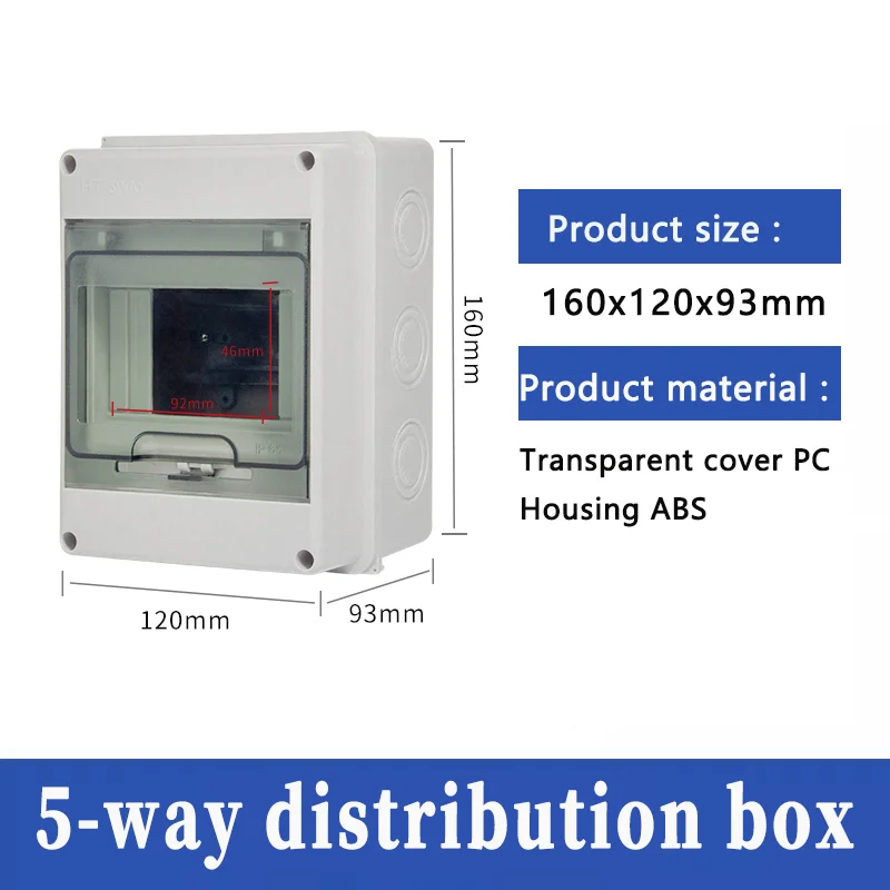 HT-serie IP65 Mcb Breaker Box Distributiebeschermingsbox Levering Elektronische Din Rail-behuizing voor stroomonderbreker aan de muur