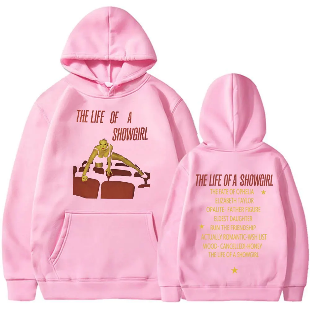 ألبوم The Life of A Showgirl 2025 سترة بغطاء للرأس للرجال والنساء موضة Harajuku سترة بقلنسوة بلوفرات صوف غير رسمية ملابس الشارع